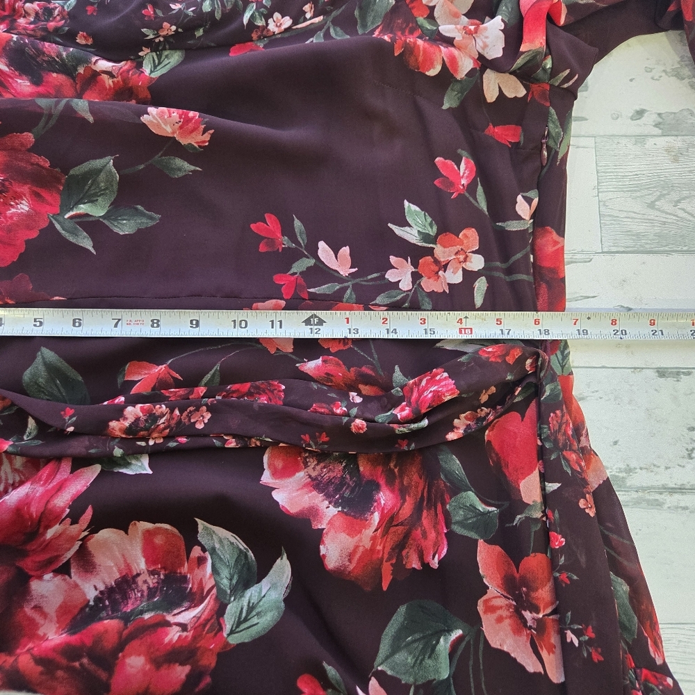 Alex Marie Birdie Chiffon Floral Print Cowl Neck  Tie Waist Ruffles Plus Size 18 - Picture 6 of 10
